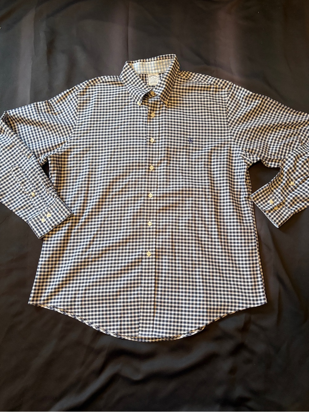 Brooks Brothers Navy and White Gingham Button-Down Shirt